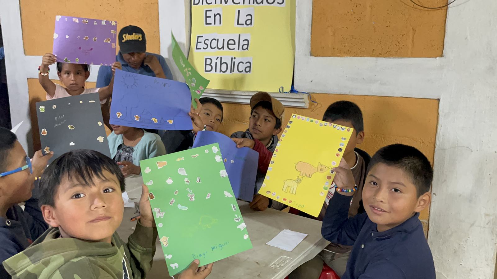 holding colored cartulinaleluya