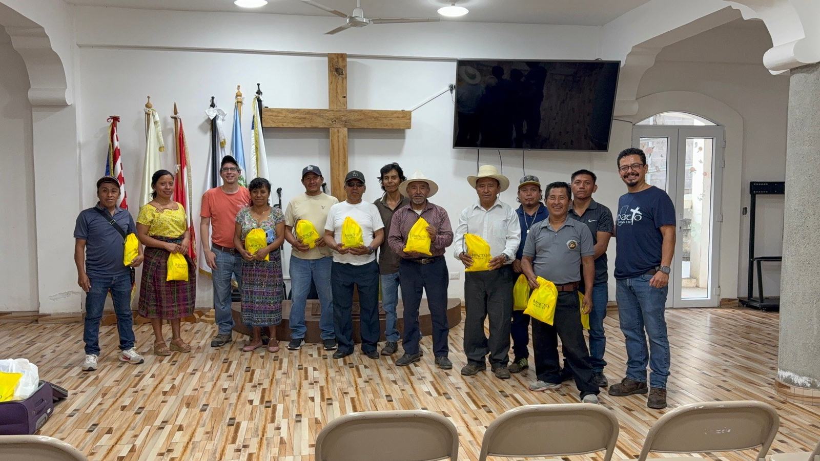 San Juan sanitation workers with kits aleluya
